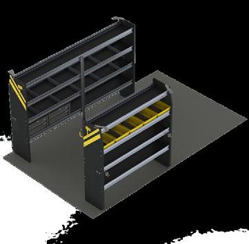 plastic bin 2 62-UDR14 Set of 5 dividers for a 14" shelf 3 Steel shelving unit for high roof van, 14" D 60" W 62" H 2 X50-B