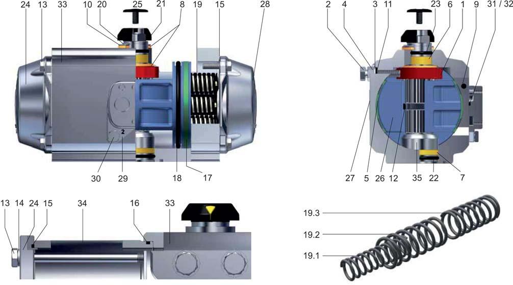 Fig. 4 - Forged stainless steel Rack and Pinion Actuator BR 31a Item Qty. Description Material Item Qty.