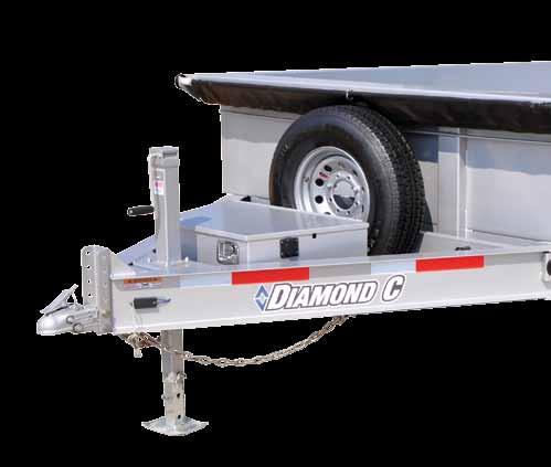 Feature Highlights Common features found on Diamond C s Dump Trailers Heavy Duty Gate, Door Latches and Hinges Bulkhead for Tarp Mounting & Protection Premium Power-up,