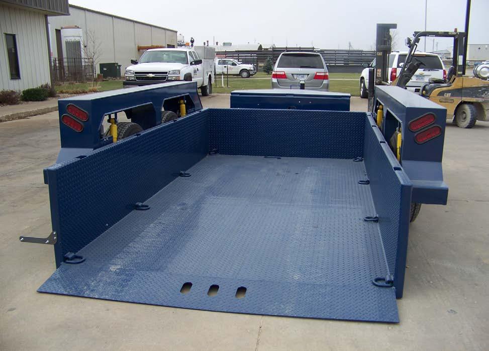 Drop Down Scissor Lift Trailer 1. EZ-Lube axles. 2. Modular wire harness (molded, no connections). 3. All rubber mounted LED lights, DOT legal. 4. Air Ride Suspension 5. Steel Diamond Plate Floor 6.