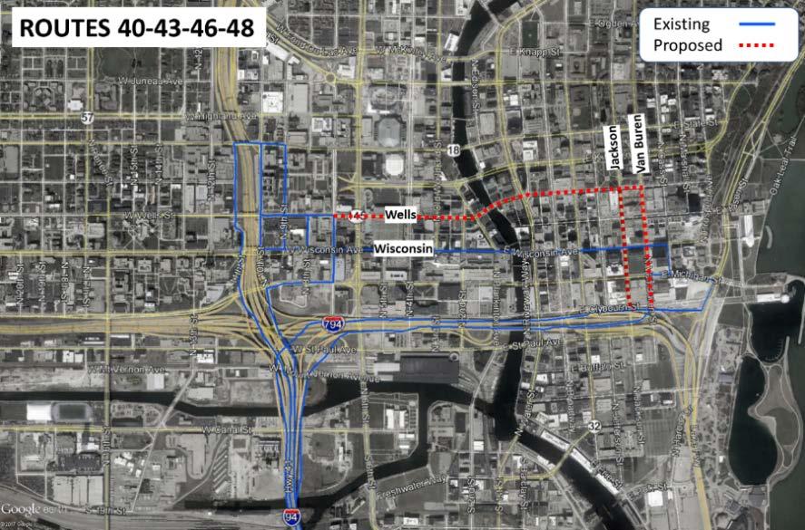Figure 9: MCTS Routes 40, 43, 46, 48 Proposed Alignment Change