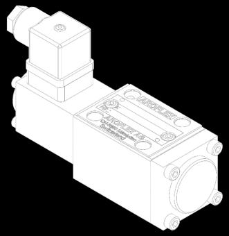 With deenergized solenoid, port A and B are connected to port T (throttled). The valve function is practically independent of the pressure in port P.