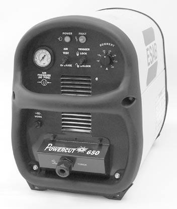 Output Current Control. Adjustable from 10 to 40 amperes to suit cutting conditions. D. Air Check Switch. When placed in ON position, air filter-regulator can be adjusted to desired pressure (5.