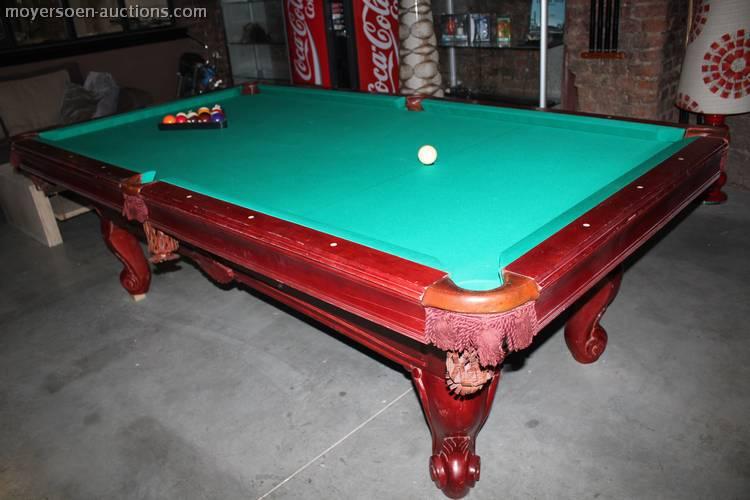 51 1 antique pool table, restored, dim.