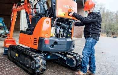 Quick and convenient maintenance solutions to make life easier Easy access Parts requiring daily inspection can be easily accessed thanks to two redesigned covers on the new ZAXIS 17U and 19U.