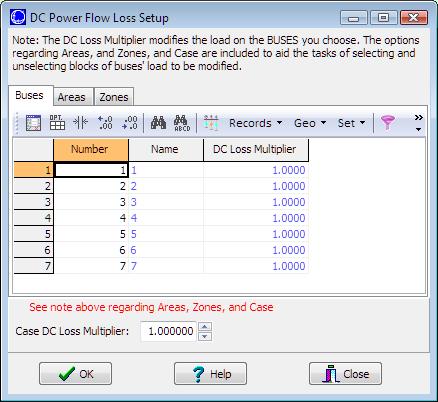 DC Power Flow Loss Setup: Compensate for Losses with Loads Click compensate for Losses by Adjusting Loads Specify a