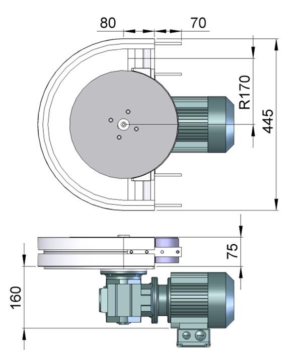 limiter. Standard attached gear motors are with SEW motor size 0.25kW, 0.37kW & 0.55kW.