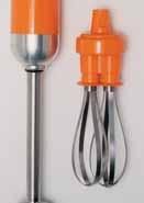 M90 attachment Ref. AC0 Capacity : 20 to 100 litres / 10 to 25. Length : 420 mm - 16.5 / 9000 R.P.M. Weight : 1 kg / 2.2 lbs. F90 whisk attachment Ref.