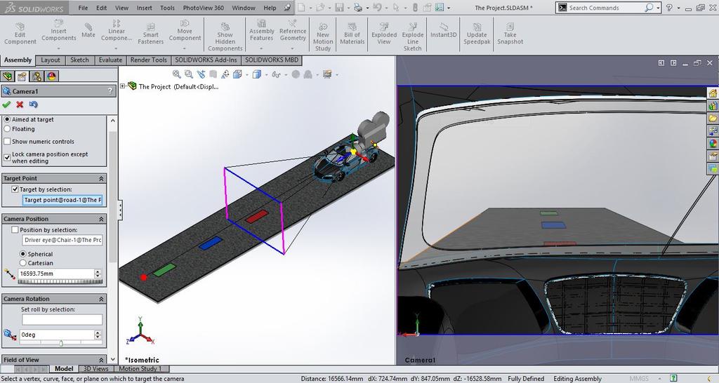 In the proposed technique under SolidWork, in any angular direction, the driver vision could be