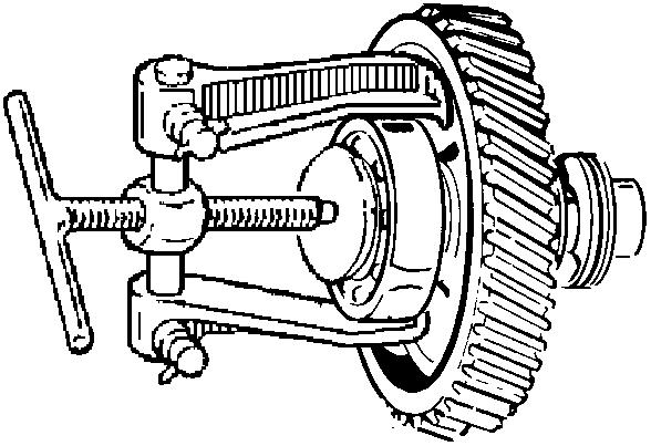 6.7 Horizontal driving device (MS) 6 Dismantling/Assembly 6. Pull off the ball bearing from the worm wheel. Use a washer as a support for the puller. 7.