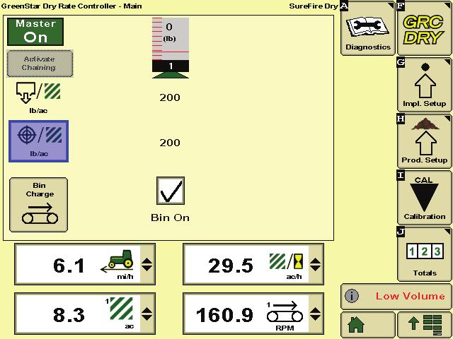 Rate Controller Dry Setup This manual is written for the John Deere GS2 & GS3 displays. The Deere software used for the screen shots is Part Number PFP11697, version 01.01M, on a GS3 2630.