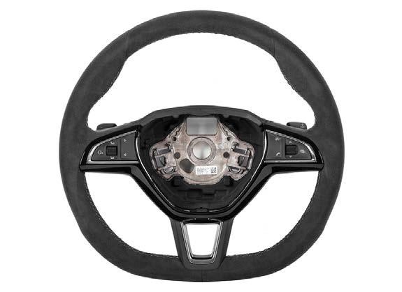 Three-spoke sports steering wheel multifunctional steering wheel with DSG shift 565 064 241A GCW III ŠKODA SUPERB III ŠKODA KODIAQ Material: High-quality leather, plastic, metal Leather accessory