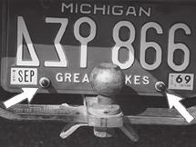 Popular locations for the inflation valve are: the wheel well flanges, the license plate