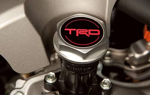 50 Manufactured from forged, highly polished billet aluminum, the TRD Oil Cap features a red on