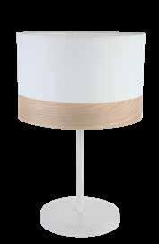 TAMBURA09TL TABLE LAMP ES (Max 40W Hal) Medium RND WH Cloth shade with wood veneer trim Ø300 x H