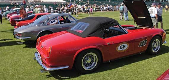 Ferrari Club of America s Concorso lined the field of the stadium with 120 exotic Italian vehicles.