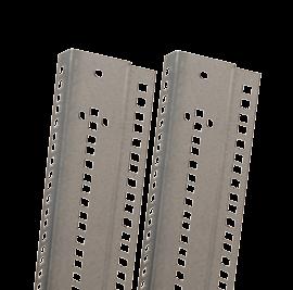on cabinets W=600mm. Includes nr. 4 pieces. WIDTH RAILS AEP0098 Rails for the mounting of 19 rack uprights (AEMK, AERL, AERC) on E VIS cabinets with W=800mm. Manufactured from sendzimir sheet steel.