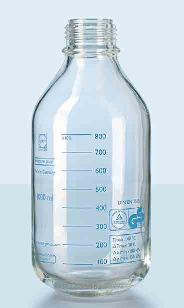 THE PRESSURE TIGHT: DURAN GL 45 PRESSURE PLUS LABORATORY GLASS BOTTLE: 13 Where applications involving pressures or vacuums are concerned, the DURAN pressure plus is first choice.