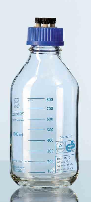 14 THE COMPLETE: DURAN GL 45 HPLC LABORATORY GLASS BOTTLE The DURAN HPLC laboratory glass bottle represents a finished system: it comprises the pressure-resistant DURAN pressure plus laboratory glass