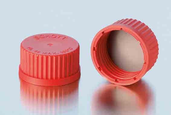INCREASED RESISTANCE: PBT CAP FOR DURAN LABORATORY GLASS BOTTLES 21 Complementing the screw caps produced from PP and TpCh260 there is a further version manufactured from PBT.