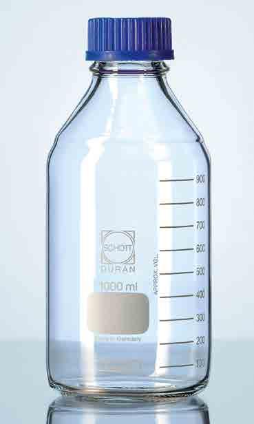 06 THE ORIGINAL: DURAN LABORATORY GLASS BOTTLE This classical bottle is an essential in every laboratory and has shown itself to be a reliable partner for countless applications thanks to the proven