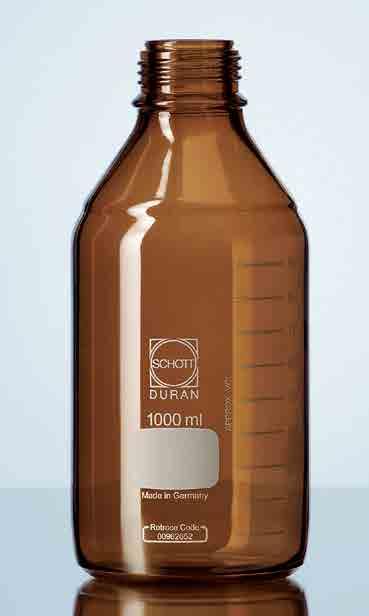 THE LIGHT PROTECTED: DURAN LABORATORY GLASS BOTTLE IN AMBER 07 The amber DURAN laboratory glass bottle also protects media from light radiation with a wavelength between 300 and 500 nm.