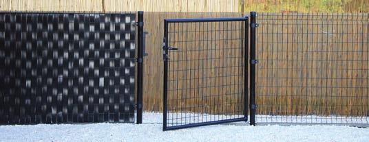 NAPOLI GATE Hot-dip galvanized then epoxy-coated Ral 6005 green, Ral 9005 black or Ral 7016 anthracite Frame four pipes of Ø 40 mm Provided with: Lock with handles + 2