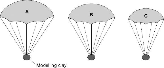 (c) A student wrote the following hypothesis. The larger the area of a parachute, the slower a parachutist falls.