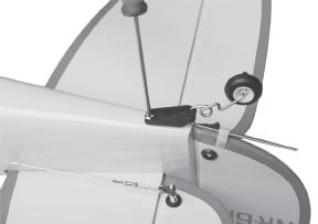 with the rudder hinge line and the tail wheel bracket