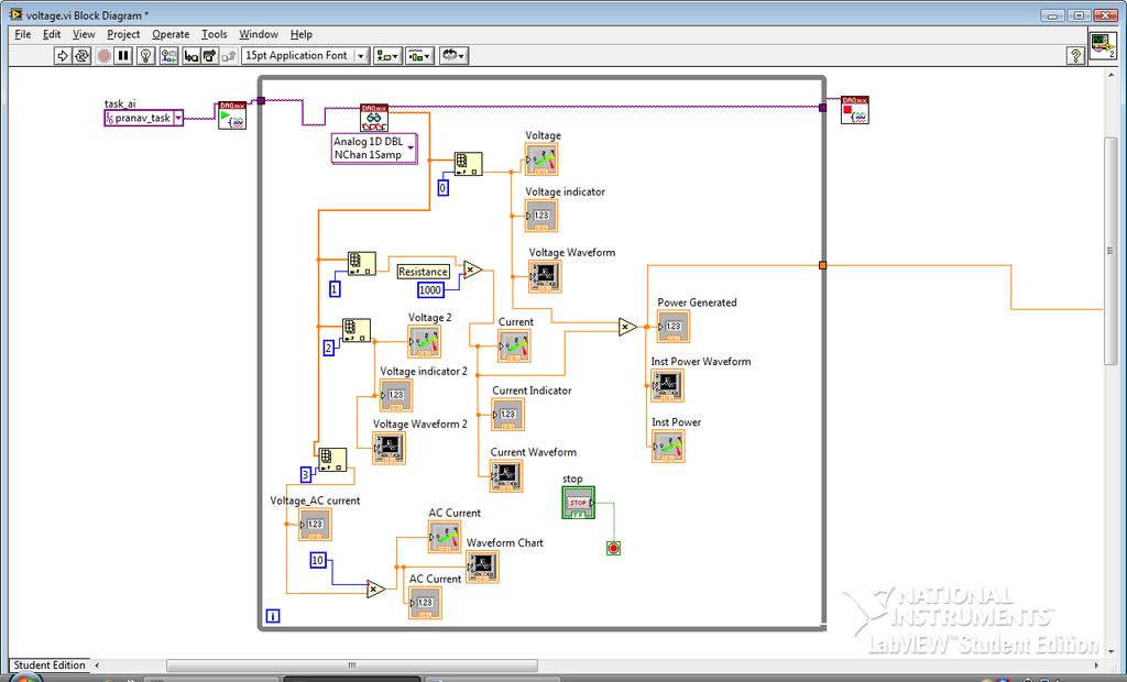 reference. Below are screenshots of both the system block diagram as well as the front panel of the interface.