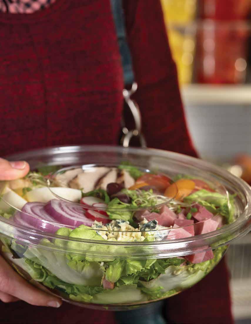 ROUND BOWLS SHOWCASE FRESH SALADS, FRUITS AND VEGGIES Make your operation the go-to choice for fresh-cut produce and salads with Sabert s round bowls.