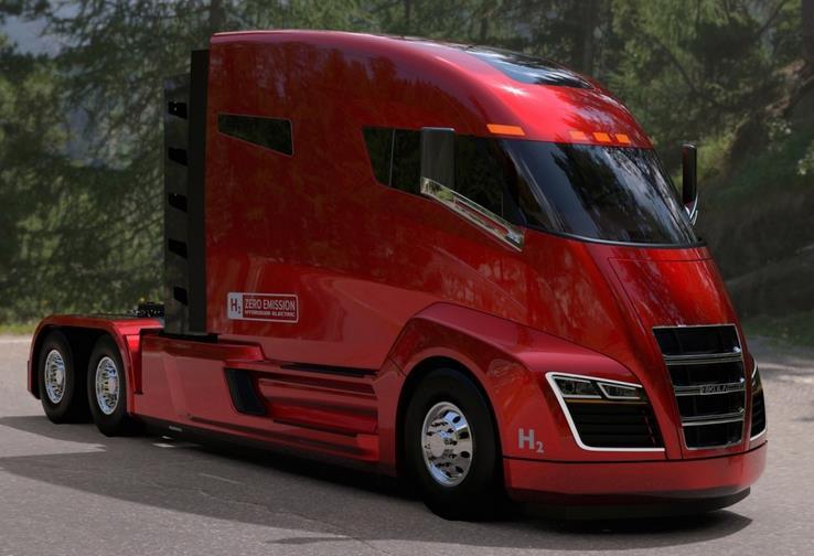 Coming in 2020 Nikola One semi 320 kwh Lithium Ion battery with Hydrogen Fuel Cell to generate electricity (for range extending) 1,000 hp delivered by 6 electric motors and 2-speed transmission 800