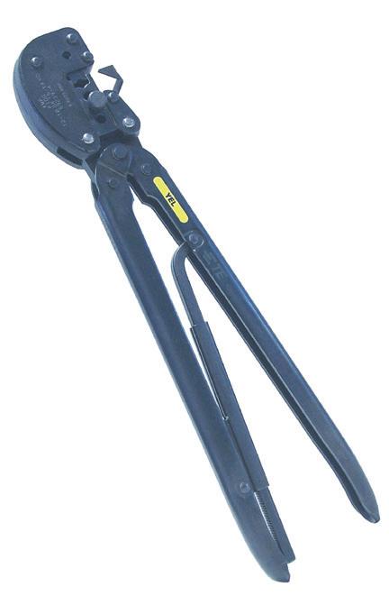2 lb] Heavy Head Hand Tool (HHHT) Designed to terminate most large coaxial cable and heavy-gage wire Dies close in a straight line Locator and wire stop when