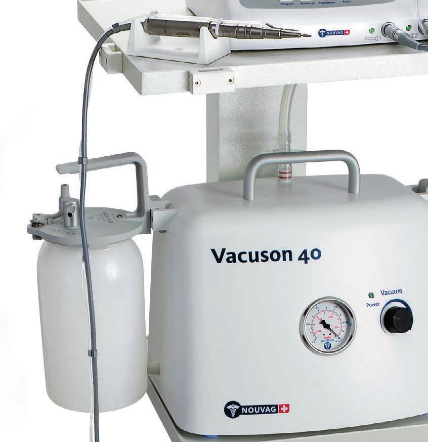 Therefor we offer our Vacuson 40 suction pump for implantology as a closed system which makes it easy to