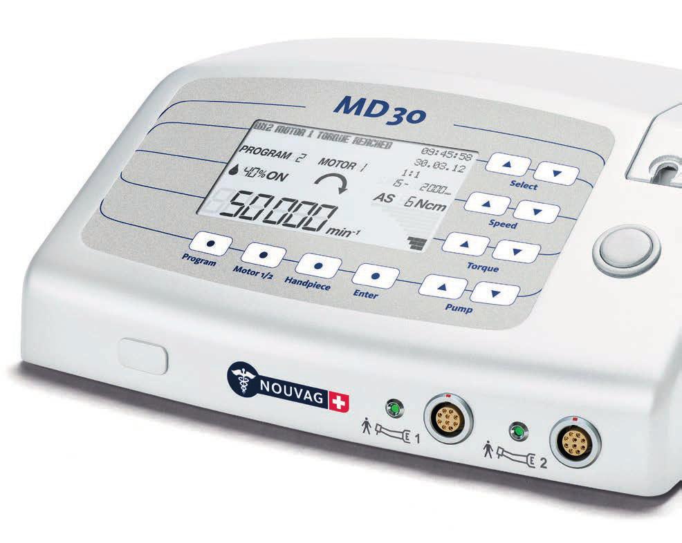 MD 30, powerful and sturdy but intelligent and gentle The new MD 30 motor system for Oral Surgery is the convincing result of more than 40 years of research and development in the field of Oral