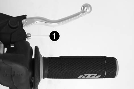 Adjust the free travel on hand brake lever according to specifications. Push the hand brake lever forward and check free travel. Free travel of hand brake lever 3 mm ( 0.