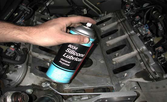 Spray silicone or some mild soap and water solution on cylinder head surface to