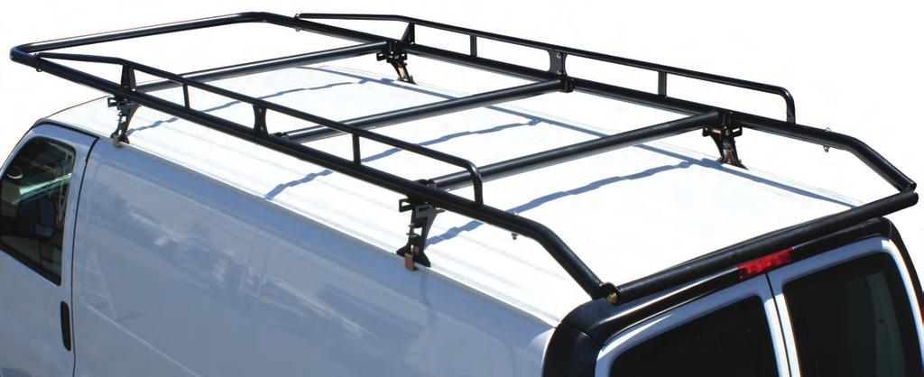 PRO II VAN RACK New Rear Roller FEATURES AND BENEFITS Full length of van (165 L x 55 W) for