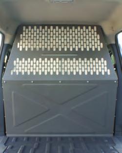 Unique design provides full security in the cab. Wide perforated center allows full rear visibility.