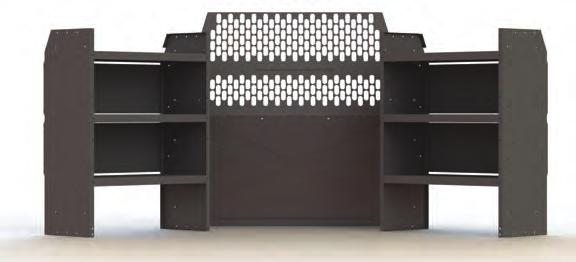 TRANSIT CONNECT TRADE PACKAGES Commercial Shelving Package Includes: 2 x 32 Shelf Unit 32 W x 46 H x 14 D #4832T Partition Panels &