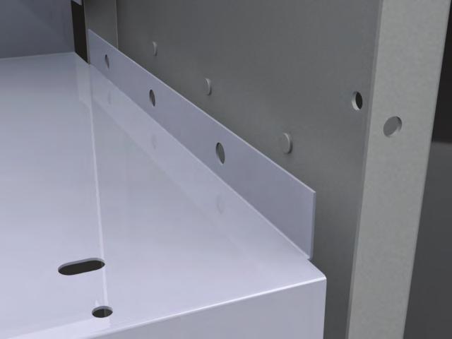 ALL-WELDED SHELF UNITS Shelves rest on half shear buttons for greater support.