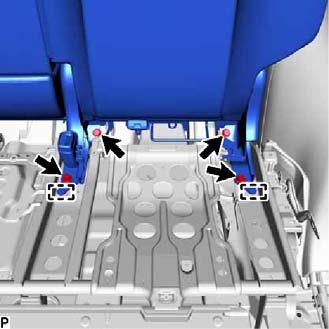 (10) Detach the 2 guides to remove the rear seatback assembly LH.