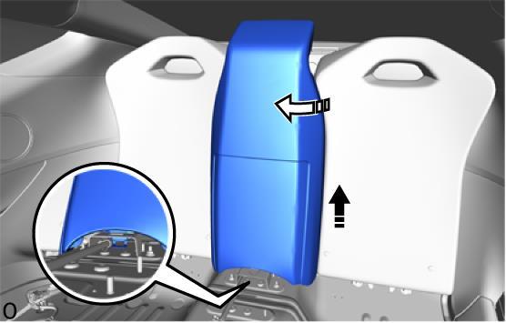 illustration and while pulling toward the front of the vehicle, detach
