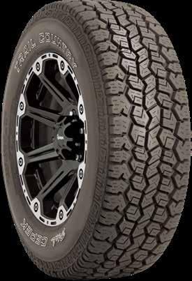 TRAIL COUNTRY FEATURES & BENEFITS Specially shaped, interlocking tread elements resist stone retention and automatically adjust to surface changes Five-rib tread pattern transfers energy across