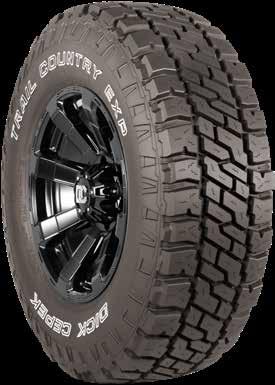 TRAIL COUNTRY EXP FEATURES & BENEFITS Silica Reinforced Compound for cut & chip resistance and improved wet traction Large, Deep Tread Elements for excellent on/ off-road capability and wear High