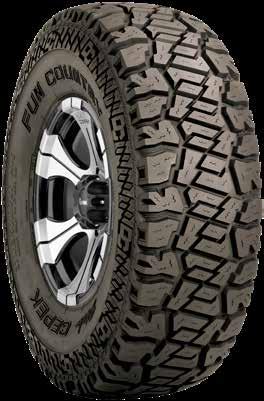 FUN COUNTRY FEATURES & BENEFITS Interlocking tread lugs with narrow sipes for exceptional surface grip Reinforced three-ply sidewall with DC Sidebiters for puncture resistance.