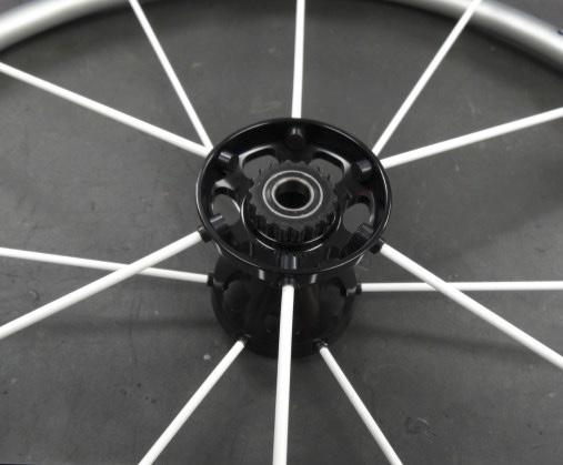 Step 2: If the wheelchair is not equipped with ADI Sun Fusion 16 DB Series wheels, press spline drive inserts into both wheel hubs (see Spline Drive Insert Installation below).