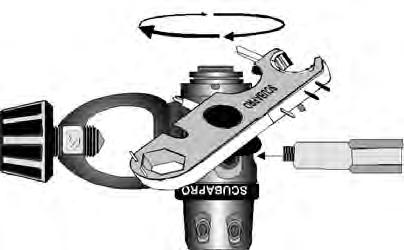 Replace the spring and spring pad on top of the diaphragm as shown. Thread the end cap into the body of the regulator.