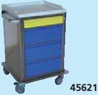 Overall bumpers and 4 antistatic 125 mm castors, 2 with brakes. Size: 67x63x104 cm. Weight: 53 kg.
