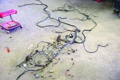 Original wiring harness from Maserati 3500. Maserati 3500 dash being assembled.